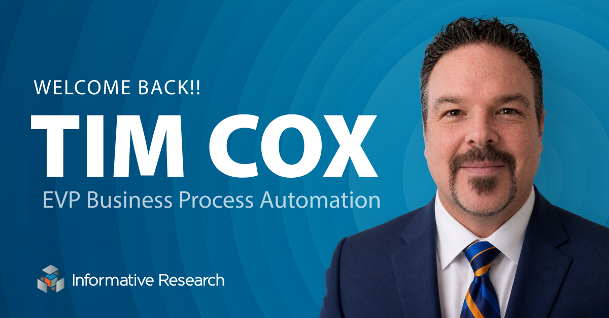 Tim Cox Returns to Lead Business Process Automation at IR
